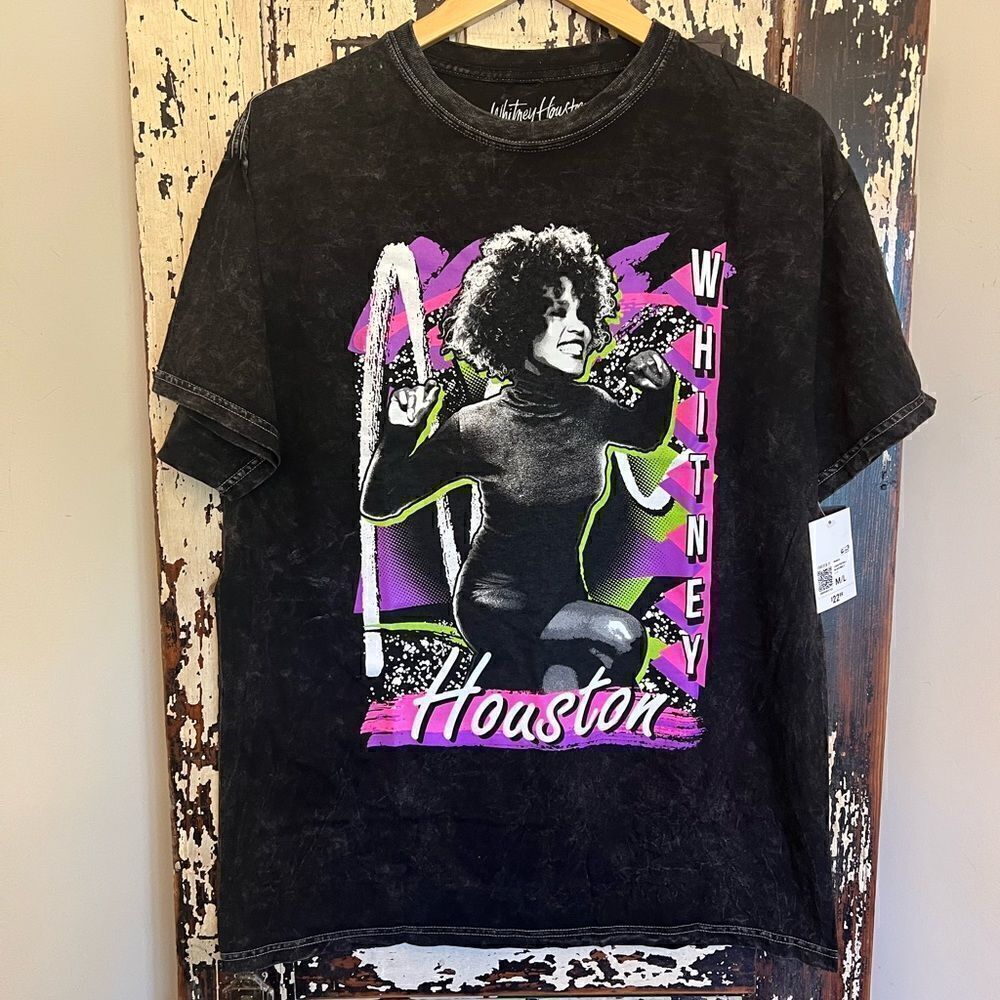 NWT Forever 21 Whitney Houston mineral wash graphic T-shirt. Size M/L.